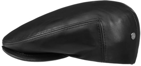 LIERYS Nappaleder Flatcap Schirmmütze einfarbig Made in Italy Herren Sommer Winter