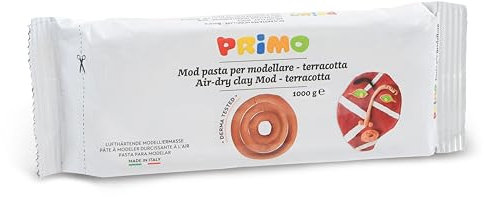 PRIMO - Pasta Modellabile Dermatologicamente Testata 1000g, Panetto Argilla da Modellare con Mani Inumidite, Giochi Bambini 3 Anni per Lavoretti Creativi, Asciuga all'Aria no Cottura, Inodore e Vegana