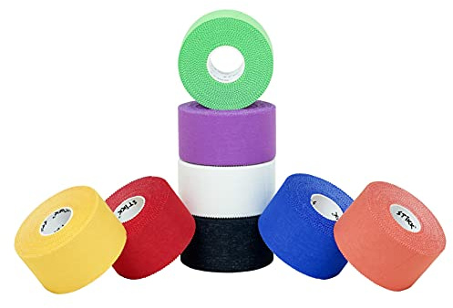 STIKK Athletic Tape - 8pk Multi Color - 1.5'' x 15 Yards - Stabilizing, Supporting Muscles and Joints - Training Supplies to Safeguard Against Sports Injuries