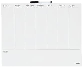 DESQ® Wochenplanner 40 x 50 cm - Horizontales Layout, Rahmenlos, Whiteboardmarker, Magnethaftend, Trocken abwischbar, Deutsch