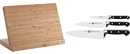 Zwilling 35046-110-0 Messerblock, Holz & Messer-Set, 3-tlg., Spick-/Garniermesser, Fleischmesser, Kochmesser, Rostfreier Spezialstahl/Kunststoff-Griff, Professional S