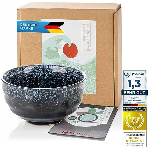 Dimono Original taza de té Matcha de cerámica - Tazón de té japonés Tazón de té Matcha de arcilla cocida