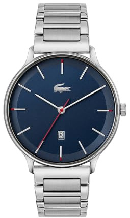 Lacoste Analog Quarzuhr für Herren Kollektion Club mit Silbernes Edelstahlarmband - 2011166