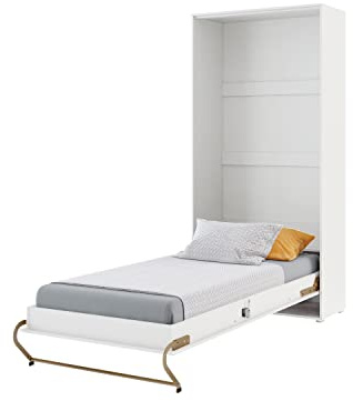MEBLINI Schrankbett Concept Pro - Wandbett mit Lattenrost - Schrank mit Klappbett - Wandklappbett - Murphy Bed - Bettschrank - CP-03-90x200cm Vertikal - Weiß Matt
