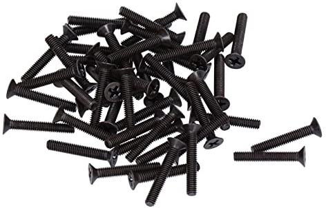 Natudeco 50 stücke M4 Senkkopfschrauben, Flachkreuzkopf-Schrauben Maschinenschraube A2-70 Verbindungsteil Schwarz verzinkt Nägel Befestigungen für Reparatur und Wartung(M4x25)