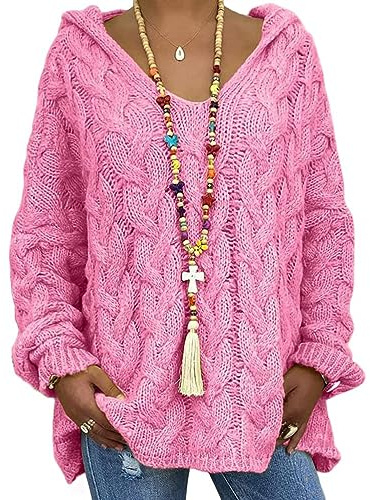 shownicer Pull Femme Oversize Pullover Col en V Sweat À Manche Longue Sweater Tricoté Grande Taille Sweatshirt Tunique Hauts Automne Hiver