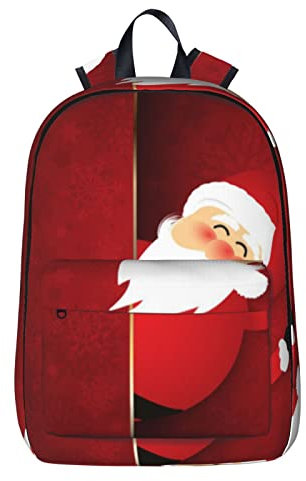 NYHGOXM Rucksack mit Cartoon-Weihnachtsmann-Aufdruck, wasserabweisend, Laptop-Rucksack, Schulanfang, Schule, ab zur Universität, Schwarz , One size