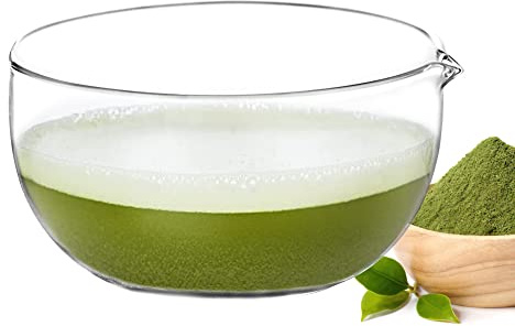 Glass Matcha Bowl With Pouring Spout, Ceremonial Mixing Chawan 20 oz 590ml, Clear Traditional Japanese Style Matcha Green Tea Cup Mug, Hammer Spouted Matcha Mixer
