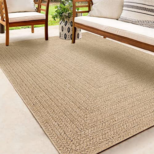 the carpet Kansas - robust indoor and outdoor carpet in natural jute look, weatherproof, suitable for patio and garden, approx. 60 x 180 cm