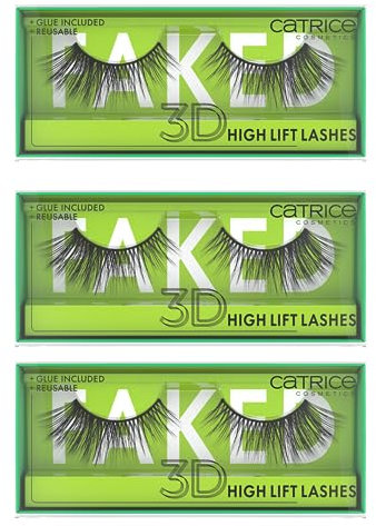 Catrice Faked 3D High Lift Lashes, künstliche Wimpern, Schwarz, langanhaltend, Falsche Wimpern-Effekt, vegan, ohne Mikroplastikpartikel, Nanopartikel frei, ohne Parfüm, 3er Pack (3x1pair)