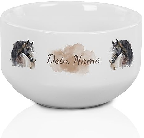 GRAZDesign Müslischale Pferd personalisiert Kinder & Erwachsene, Schüssel für Frühstück, Müsli, Suppe, Kindergeschirr mit Namen, Keramik