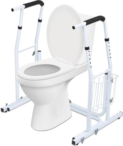 DaoGeSir Aufstehhilfe Toilette Höhenverstellbar, Toilettenstützgestell Toiletten Stützgestell Haltegriff Für Bad WC-Aufstehhilfe-mobiles Mit Ablagekorb rutschfest Sicherheitsgestelle