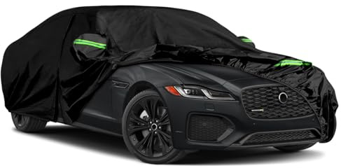 Waterproof Car Cover Custom for Jaguar XF 2007-2024, All Weather | Outdoor Car Covers Breathable Full Cover with Door Zipper & Windproof Bands for Winter Summer Snow Rain Dust Sun Protection