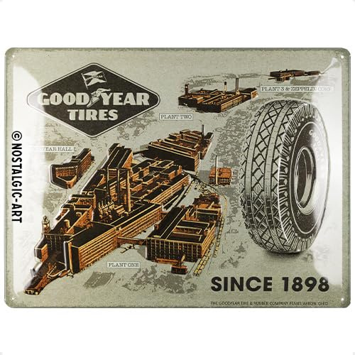 Nostalgic-Art Retro Blechschild, 30 x 40 cm, Goodyear – since 1898 – Geschenk-Idee für Motor-Fans, Original Lizenzprodukt (OLP), aus Metall, Vintage Design, Blechschilder Sprüche, Reifen-Deko | Original Lizenzprodukt (OLP), aus Metall, Vintage Design, Blechschilder Sprüche, Reifen-Deko, Geschenk-Idee für Motor-Fans