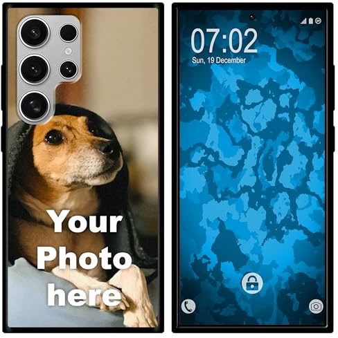 PhoneNatic personalisierte Handyhülle für Samsung Galaxy S24 Ultra Custom Case Schwarz zum selbst gestalten mit eigenem Foto Bild Text individuell