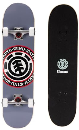 Element Icon Gray Skateboard 31 x 7.75 Complete Popsicle Board for Kids, Teens, Boys, Girls, and Adults Deck with a Weight Limit of 220 lbs for All Skill Levels