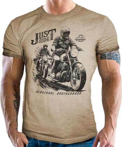 Vintage Retro Used-Look Herren T-Shirt für Motorradfahrer und Biker: Old School Brotherhood