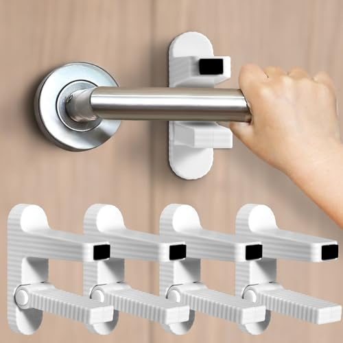Cerraduras de palanca de puerta para niños y petproof, cerradura de manija de puerta de seguridad para bebés, 4 piezas (4 piezas)