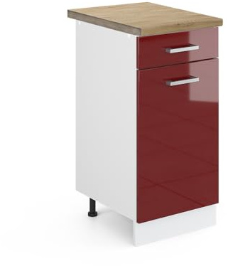 Vicco Küchenunterschrank R-Line, Rot Hochglanz, 40 cm