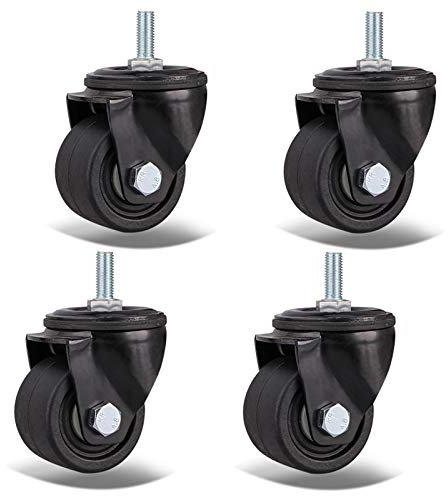 Plateers Schwenkräder Heavy Duty Möbel Doppelrollen Industrie, Ersatzräder für Werkbänke, Trolleys, Ausgestatteter Schaft M16x25mm, 4 Stück/Universal/50mm/2Zoll