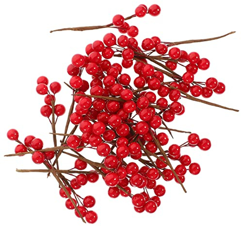 Cabilock 90 Piezas Artificiales Guirnalda Artificial Rama De De Acebo Árbol De Navidad Artificial Árbol De Navidad Baya Artificial Realistas Alambre para Envolver Rojo