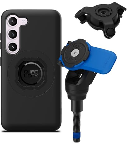 QUAD LOCK Lenkerklemm-Schrauben Handyhalterung für Motorrad mit Vibrationsdämpfer und MAG-Hülle für Galaxy S23