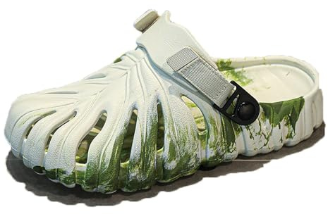 Zureto Monstera Slippers, Variegated Monstera Shoes, Comfy Thick Sole Soft Non Slip Monstera Slides for Women Men
