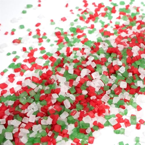 Streuselheld Kristallzucker Christmas 80g Kristallzucker-Streusel | Rot, Weiß und Grüne Zuckerstreusel zum Verzieren von Gebäck aller Art wie Torten, Kuchen, Muffins und Keksen