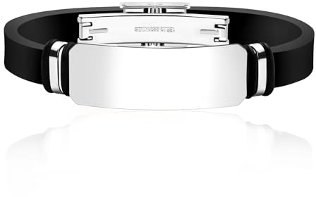 JunyiDIY Anpassbares Abschlussarmband für Männer, Frauen – Kostenlose Lasergravur Silikonarmband mit Faltschließe – Personalisierte Namens-ID Geschenk für Freunde Andenken-Schmuck