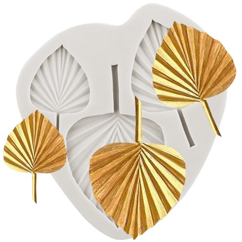 MINFEIDMS Moules en silicone Feuilles de palmier Éventail Moules en argile 3D Feuille de palmier Pralines Moules à bonbons pour décorer les gâteaux Cupcake Pâte à fleurs Argile polymère