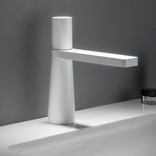 Heiß- und Kaltwasserhähne, Waschtischarmatur mit heißem und kaltem Wasser, glatter Griff, Anti-Fingerabdruck, auslaufsicher, wassersparend, Badezimmer-Wasserhahn, Chrom (weiß)