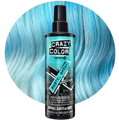 Crazy Color Bubblegum Blue Temporary Pastel Hair Spray 250ml | Baby Blue Pigment, 1-3 washes