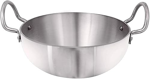 Sahishnu Online & Marketing Aluminium Kadai, Induction Aluminium Kadai, Aluminum Indian Kadai,Indian Stir Pan, Frying Pan, Size-12, Thickness 4 mm