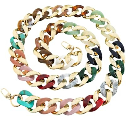 DONGKER Taschenkette 120cm, Farbiger Acryl Kette Trageriemen Schulterriemen mit Haken, Ersatzgurt für Taschen, DIY Handtaschen, Umhängetasche, Tragetasche, Schultertasche
