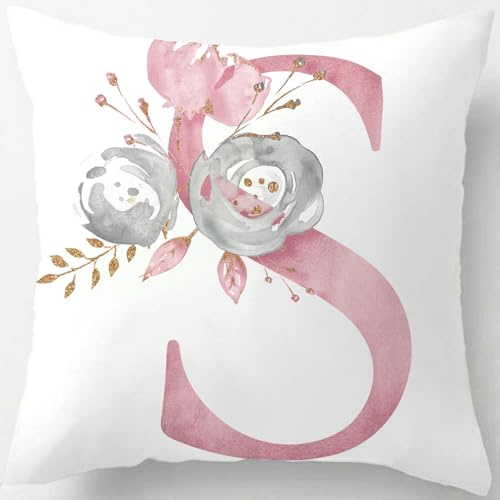 Tillskuch Kissenbezug 40x40 rosa Kissenbezüge Buchstabenfolge Kissenhülle Dekorative Dekokissen Sofakissen Couchkissen Dekokissen Zierkissenbezug Deko Kissenhüllen Wohnzimmer Schlafzimmer (S)