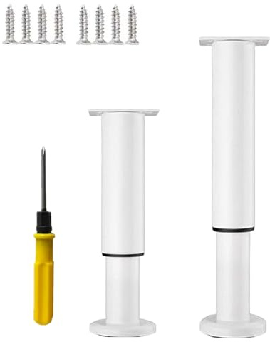 NCRGB 2 bordsben av metall, justerbara bordsben, justerbara bordsben, möbelben, kit med skruvmejsel och skruvar (Vit, 18-33 cm)