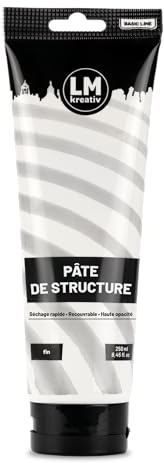 LM-Kreativ Pasta texturizada fina blanca 250 ml – Pasta de modelado perfecta para pintura acrílica, texturas y efectos – Masilla versátil para lienzo, madera y otros sustratos