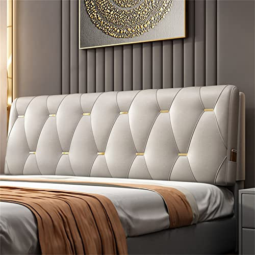 Großes gepolstertes King-Kopfteil mit weichem Kissen, Beige, 119,9 cm, volle Größe, Kopfteil für Schlafzimmerbank
