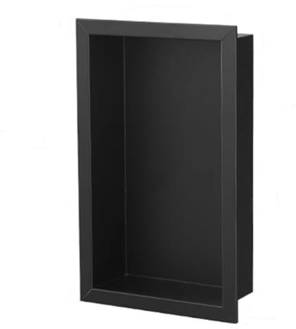 De Douche EncastréE, De Douche en Acier Inoxydable, Aucun Carrelage NéCessaire, éTagèRes De Murales, pour Le Rangement De La Salle De Bain sur Installation sur Support,Noir