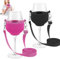 2 PCS Support de Verre à Vin à Porter Autour du Cou, Porte-verres à vin à Suspendre, Porte-Verre à Vin pour Cou avec Lanière Support, pour Maison Pub Restaurant Anniversaire Mariage Fête(Rose et Noir)