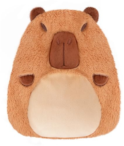 Capybara Microwavable Heating Pad for Belly, Neck & Shoulders, Heated Stuffed Animals with Moist Heat, Removable Plush Cover, Unscented Natural Fill, Adorable Surprise Present, 7.8 x 10.6, 1.2 lb