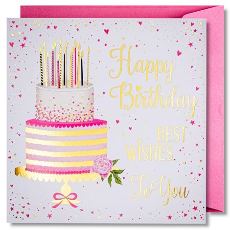 Art Nuvo Geburstagkarte für Frauen - fröhliche Geburtstagskarte mit Umschlag voller Glanz und schimmerndem Licht, das sich in der glitzernden Zahl und den bunten Drucken widerspiegelt