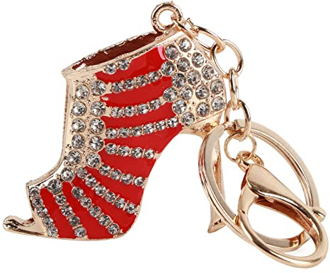 Riuulity Shoe Keyring, Personalizzato Tacco Ad Alto Contenuto di Tacco di Crystal Borse Chain, Portachiavi di Scarpe Rossa Lucida per Ragazze, Squisito Ciondolo di Telefonia Mobile