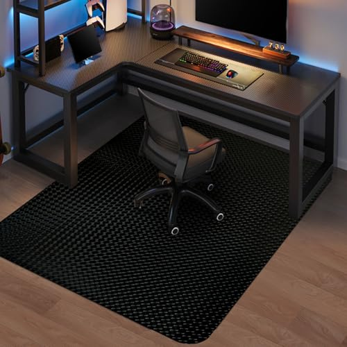 Vicwe Bodenschutzmatte Bürostuhl, 112 x 147 cm Gaming Bürostuhl Stuhlmatten, rutschfest und Einfach zu Reinigen, Stuhlmatte für Hartholzböden, Laminat, Parkett (Schwarz)