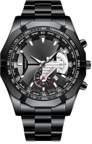 RORIOS Orologio da Uomo in Quarzo Impermeabile Sportivo Orologioes Quadrante Grande Luminoso Watches Nero