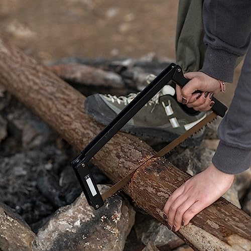 UPALDHOU Folding Handsaw Camp Saw Wood Saw 12.6 Inch Double Teeth Cutting Manganese Steel Vane/Wing Ergonomic Aluminum Alloy Handle with Removable Cassette Design for Camping Bushcraft (Black)