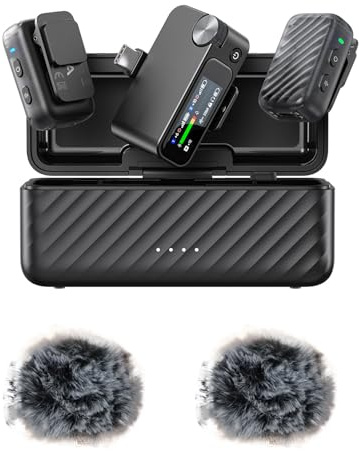 Denash AI Noise Reduction, Wearable Microphone, Studio Grade Clarity 32 Bit Floating Point Precision, Internal Storage 8GB USB C, 2TX 4RX Pairing, 3.5mm Monitoring Interface (BOYAMIC 2-01)