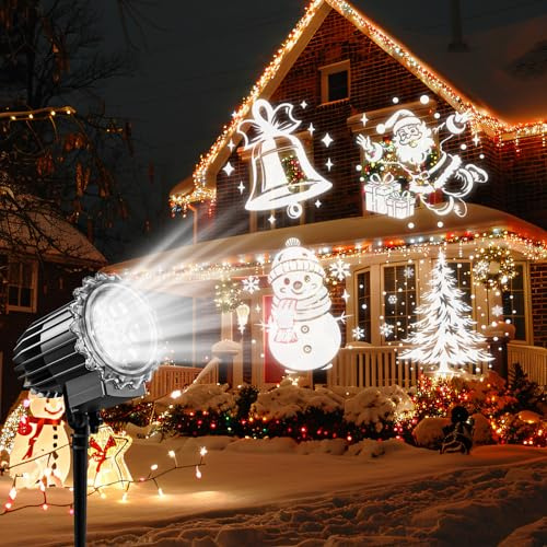 Asstikoo Projektor Weihnachten Aussen, 2025 Aktualisiert 9W 900 Lumen Heller LED Schneeflocke Projektor Lichter, IP65 Wasserdicht Snowflake Projektionslampe (Weihnachtsmann)