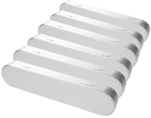Cabilock 6pcs Metal Pen Case Compact Tin Pencil Boxes with Hinged Lid for School Office Home Organization of Pens Pencils Crayons Accessories