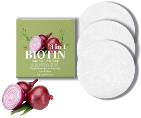 Zwiebel Rosemarin Shampoo Bar - Feste Haarseife für Kräftiges Haar, Sanfte Reinigung bei Schuppen & Trockener Kopfhaut, Für Frauen & Männer (3PC, 180g)